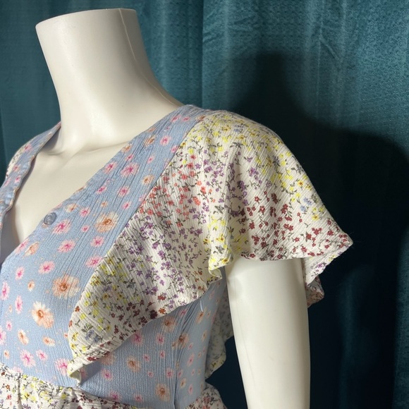 Anthropologie Wonderly Floral High Low Ruffle Midi Dress Boho Cottagecore Size S - Picture 3 of 8